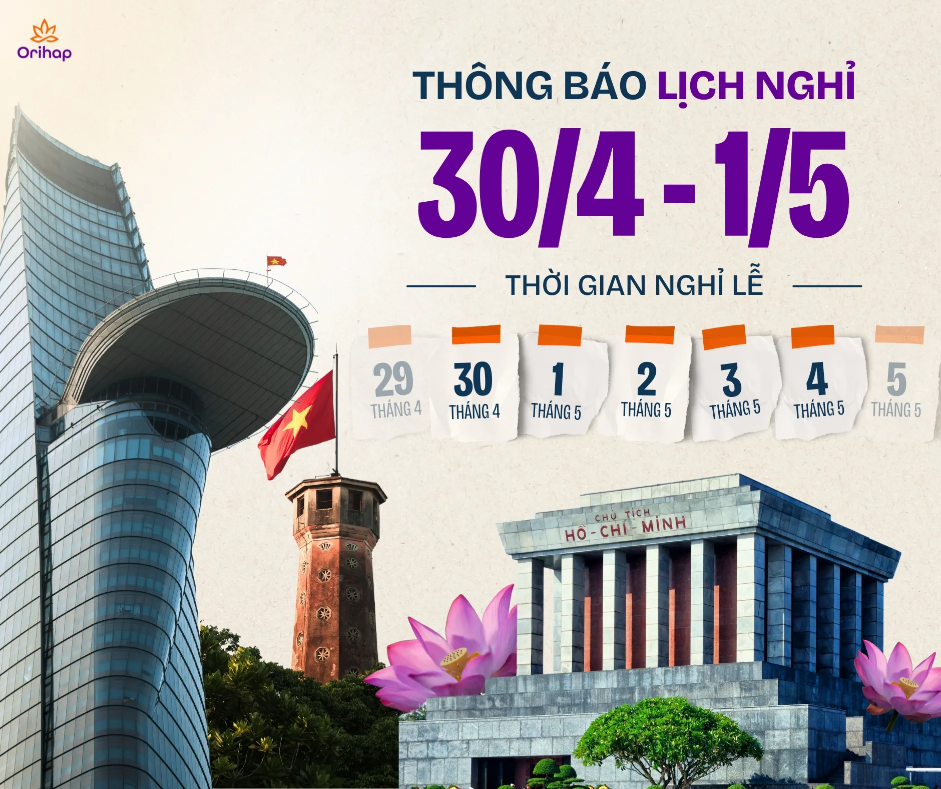 Thông báo lịch nghỉ lễ 30/4 - 1/5 năm 2025