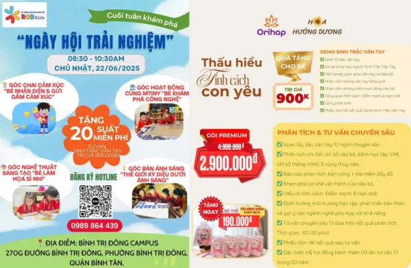 Tham gia ngày hội khám phá tiềm năng trẻ cùng sinh trắc vân tay Orihap tại Rob Kids ngày 22/6
