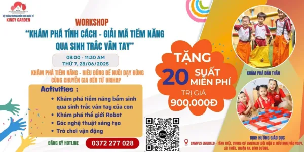 Workshop đặc biệt: Khám phá tính cách - Giải mã tiềm năng qua sinh trắc vân tay tại Kindy Garden Emerald Thuận An ngày 28/6