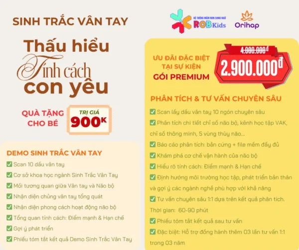 Sự kiện “Sinh trắc vân tay, thấu hiểu tính cách con yêu” tại Trường Mầm non Song ngữ ROB Kids